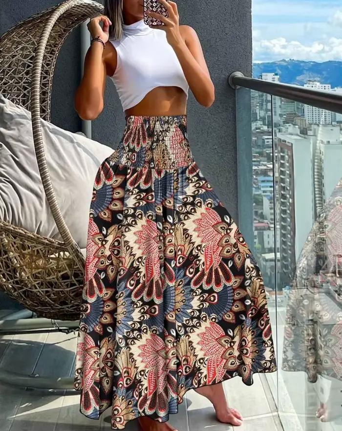 Jupe longue à taille haute pour femme
