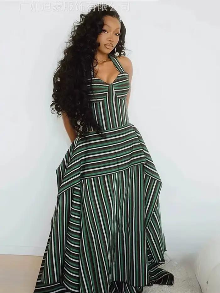 Jupe midi rayée structurée pour femme