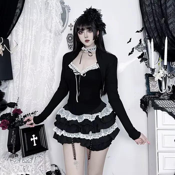 Camisole en dentelle noire Patchwork