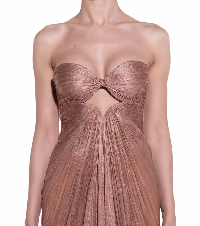 Robe de soirée plissée en crêpe Simple