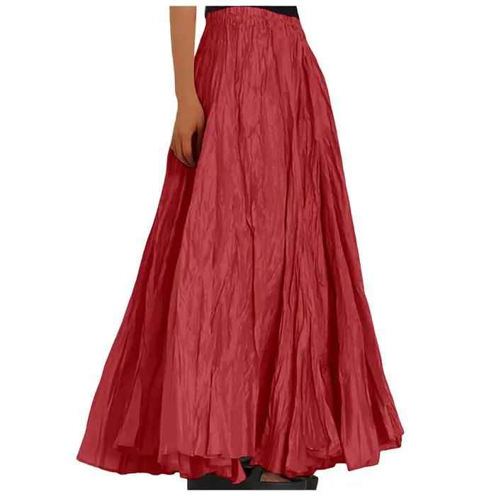 Jupe longue froncée style bohème pour femmes