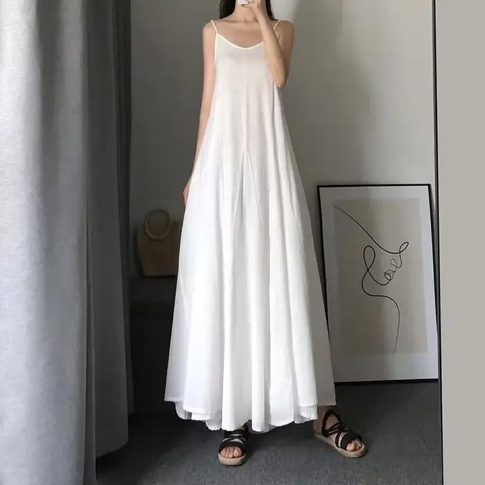Robe longue d'été pour femme en coton pur