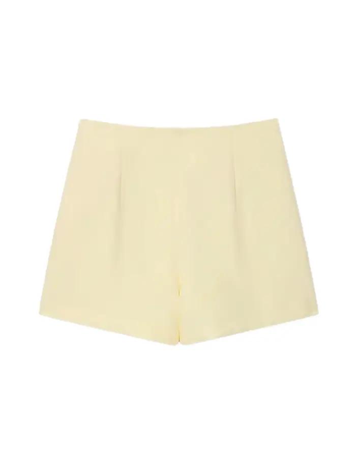 Jupe-short taille haute pour femme avec fente avant et fermeture éclair latérale, polyester tissé, disponible en plusieurs couleurs et tailles pour toutes les saisons