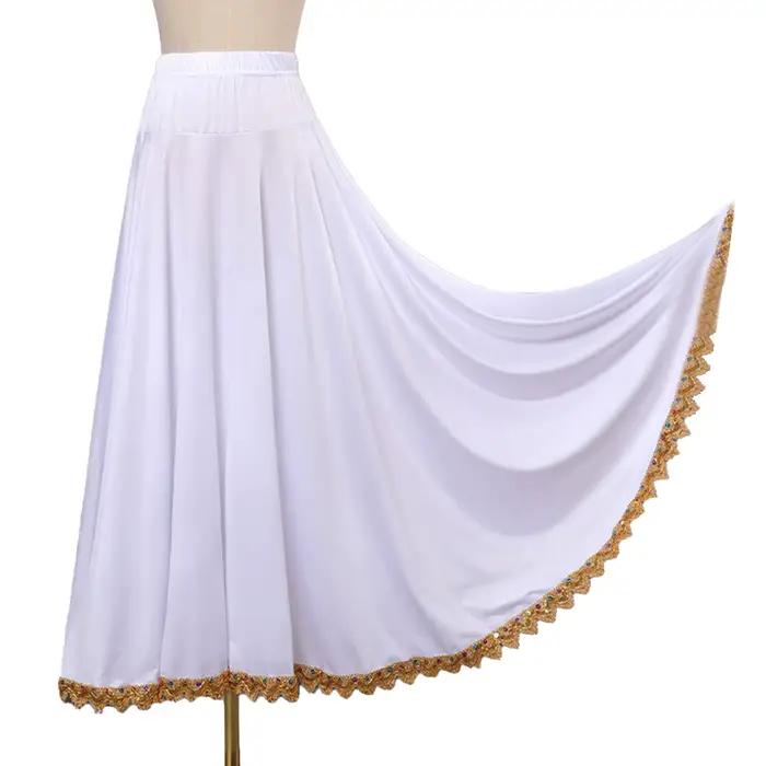 Femmes jupe de danse Flamenco cercle complet taille haute à volants jupes Maxi ventre carré