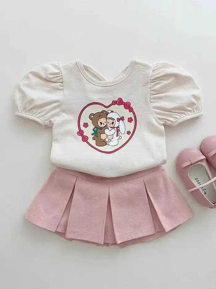 Jupe plissée taille haute pour bébé fille, vêtements d'été décontractés