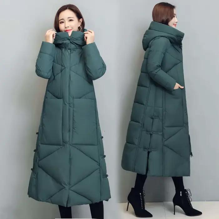Hiver Long manteau femmes 2025 mode nouveau épaissir coton rembourré chaud neige vêtements d'extérieur en vrac femme coupe-vent à capuche veste Parkas