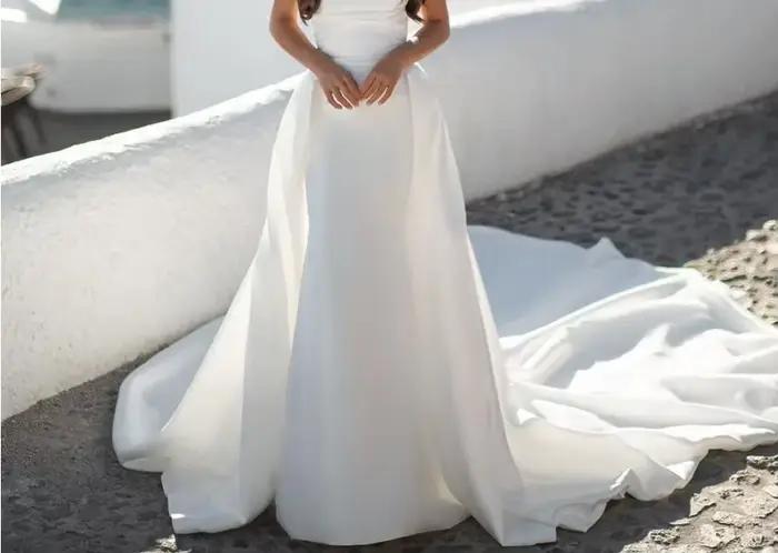Jupe de Mariage en Satin avec Traîne Amovible