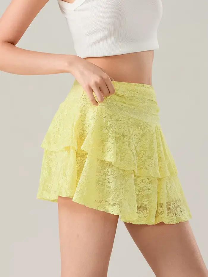 Mini jupe en dentelle pour femmes