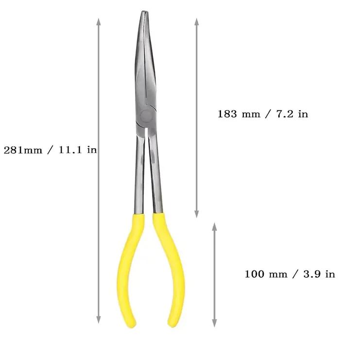 Jeu de pinces à long nez, pinces droites, 25 degrés, 45 degrés, 90 degrés, pinces rondes, 11 pouces, 5 pièces