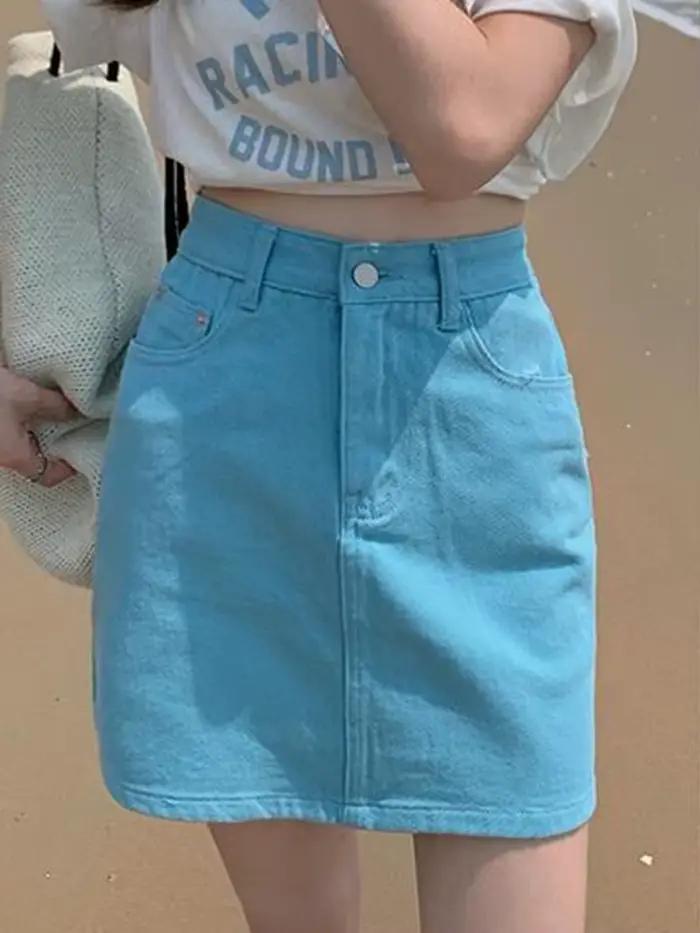 Mini Jupe en Jean Rose Doux pour Femme