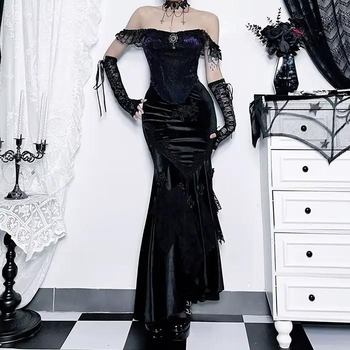 Mall Goth Velvet Fishtail Jupe pour femme