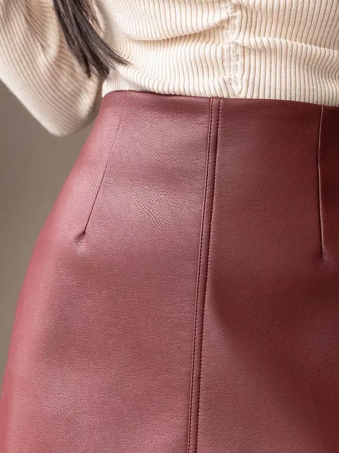 Jupes crayon vintage en cuir PU pour femmes