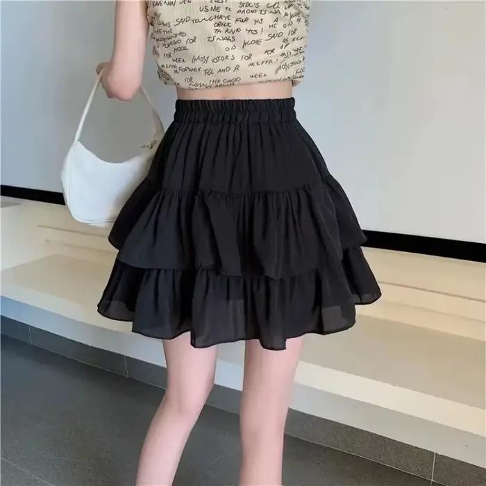 Mini jupe à volants blancs pour femmes