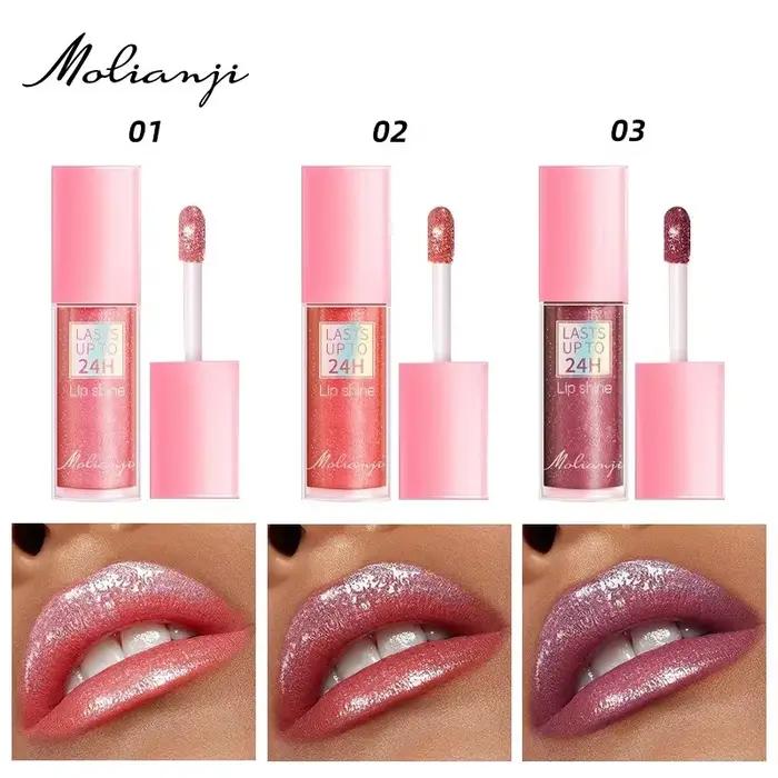 Rouge à lèvres liquide à paillettes, 3 couleurs, brillant à lèvres hydratant longue durée, diamant scintillant, perle brillante