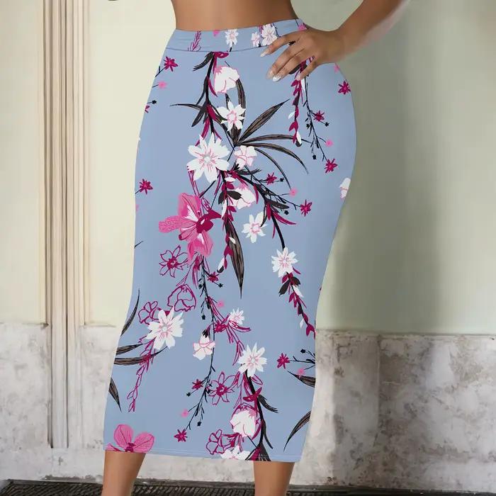 Jupe midi à imprimé floral