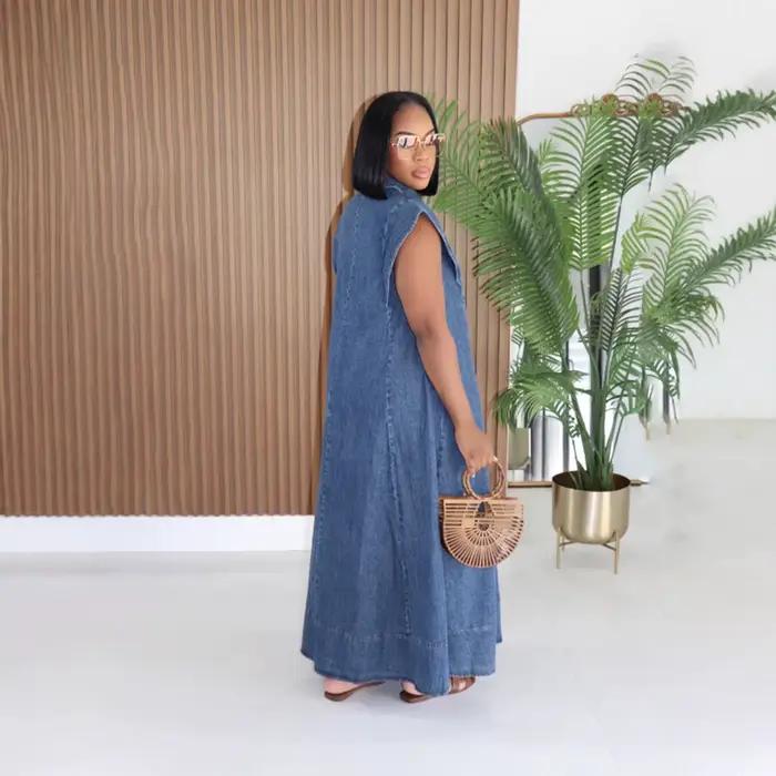 Jupe longue vintage en jean amincissante avec poches