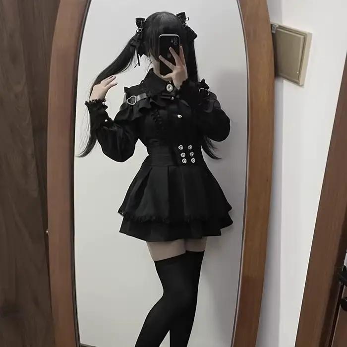 Ensemble chemise et jupe Lolita Jirai Kei pour filles