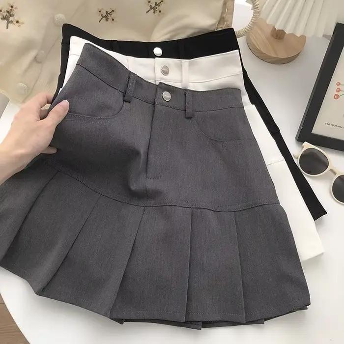 Jupe plissée vintage taille haute pour femmes, style collégial, mini jupe korean street, décontractée et polyvalente pour toutes les occasions