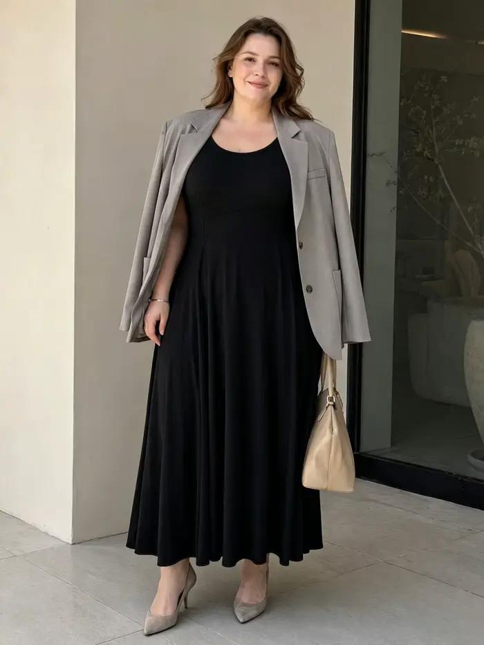 Robe grande taille à col en U