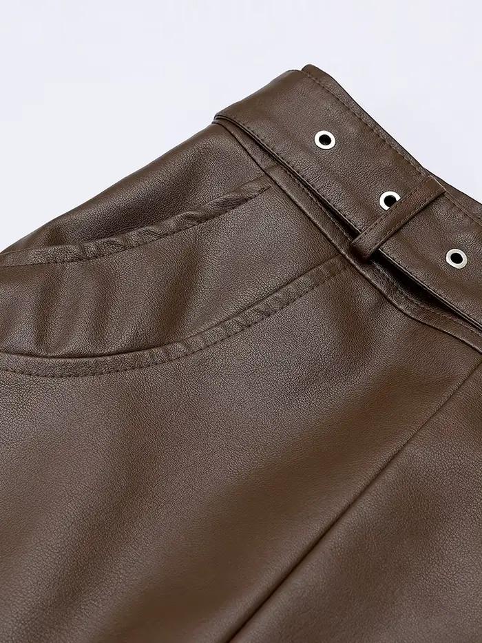 Jupe noire en cuir PU pour femme