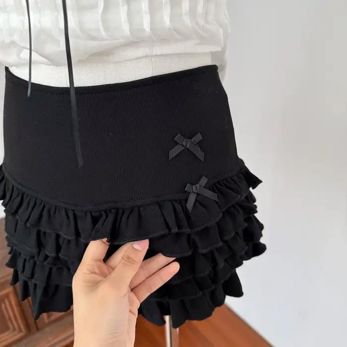 Jupe courte Harajuku Kawaii Y2K à volants en dentelle pour femme