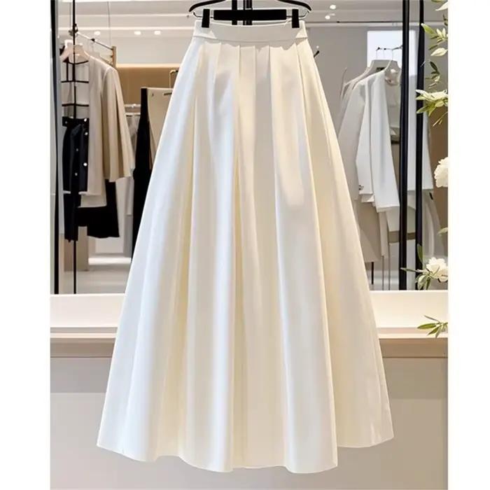 Femmes jupe blanc solide a-ligne printemps été Simple élégant femme Style français mode Vintage