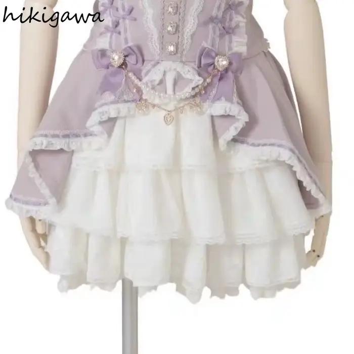 2025 Faldas Mujer De Moda Jupe japonaise femmes taille mince a-ligne Saia Patchwork dentelle douce