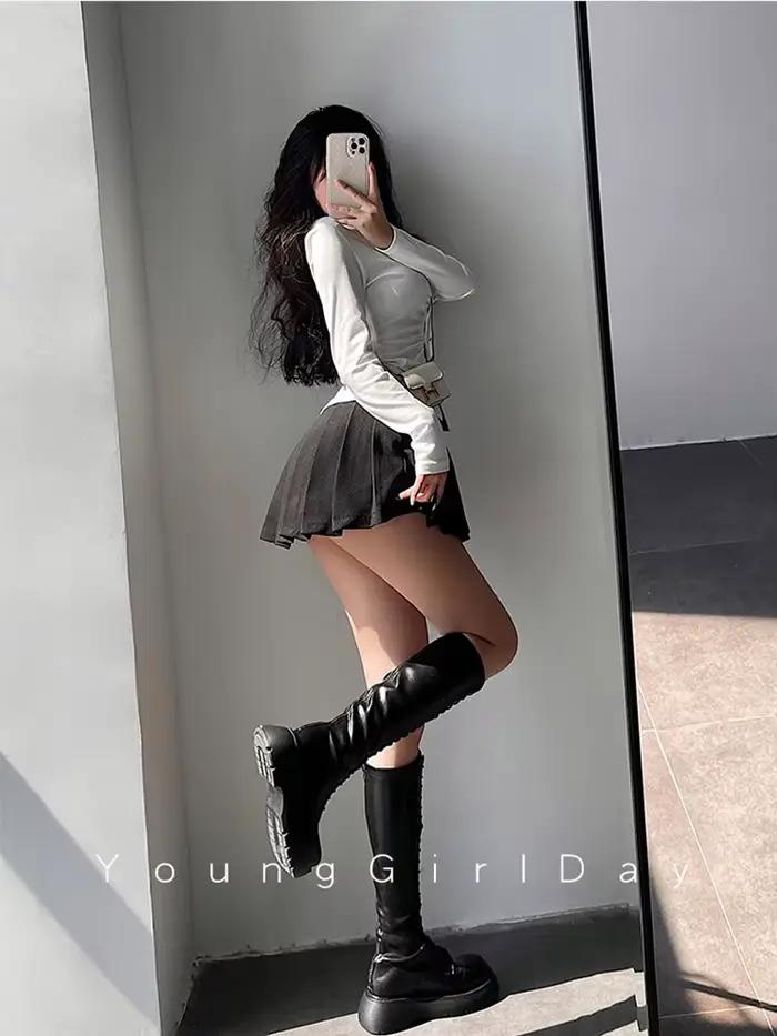 Jupe plissée avec short pour femme