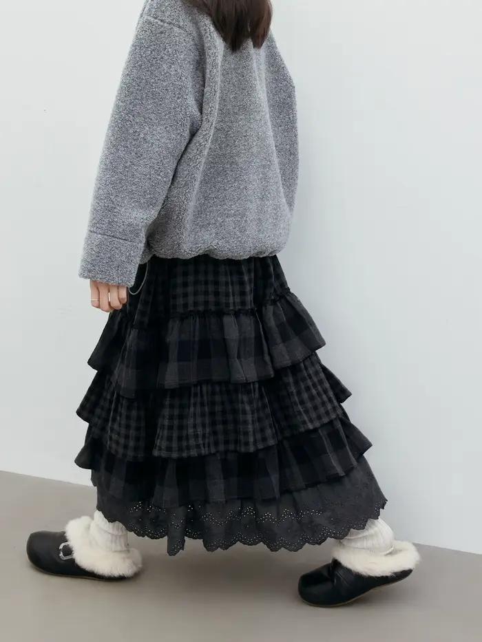 CHIC VEN – jupes coréennes pour femmes, nouvelle jupe longue multicouche rétro, taille haute, demi-longueur, vêtements automne hiver 2026
