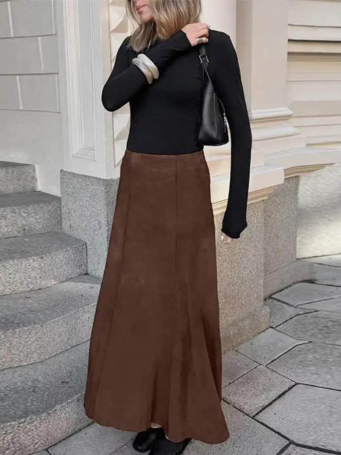Demi-jupes en daim vintage pour femmes