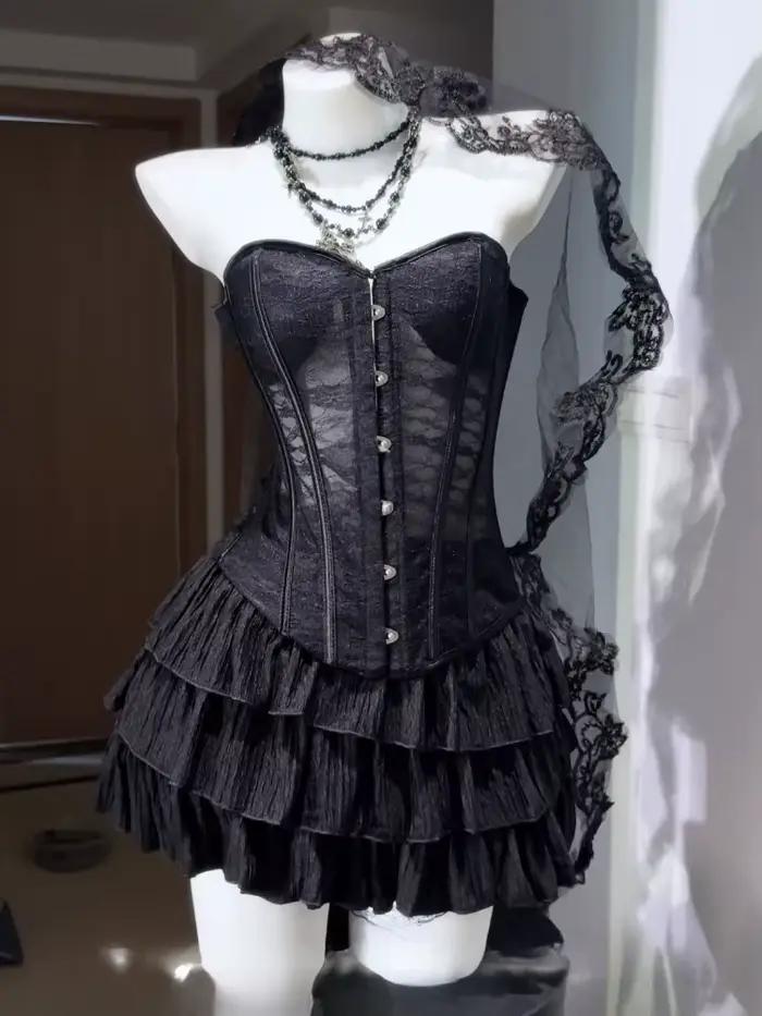 Ensembles de jupes de soirée vintage pour femmes, haut court Y2K, mini-jupe, tenues rétro deux pièces assorties, vêtements d'été pour tous les jours