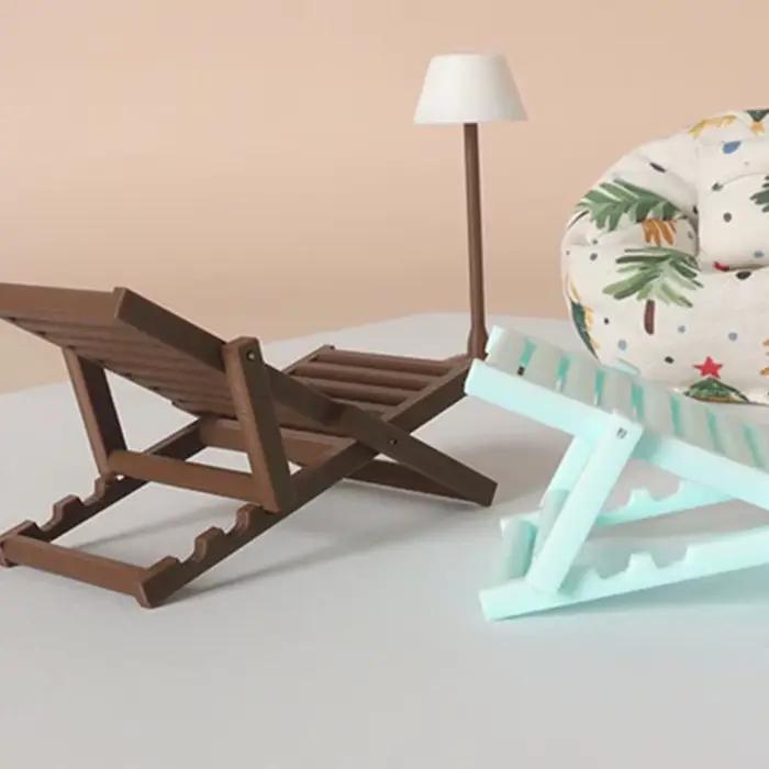 Chaise en plastique, modèle figurine, chaises longues réalistes, maison poupée, cadeau pour filles, chaise plage A2UB