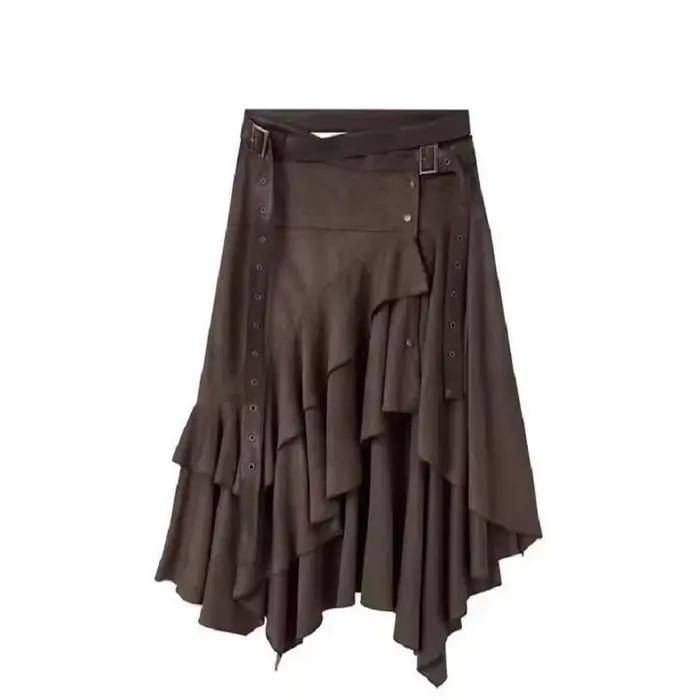 Jupe longue mi-longue marron pour femmes