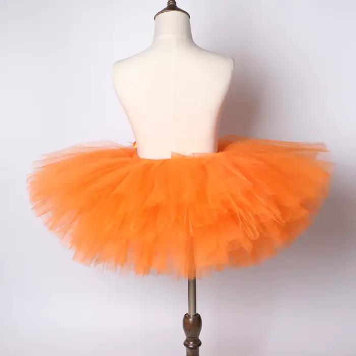 Jupe tutu en tulle orange pour filles