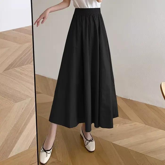 Jupes mi-mollet monochromes pour femmes