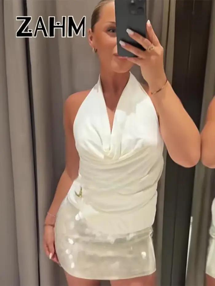 Jupe Mini Sexy à Paillettes Streetwear Chic Mode de Rue Polyester Taille XS S M L' Occasions Estivales Plage Soirées Vacances Femmes