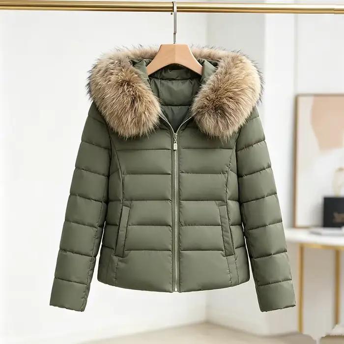 Manteau d'hiver pour femme, parka en duvet et coton, mode automne-hiver, parka à capuche courte, épaisse et chaude, veste décontractée ample pour femme