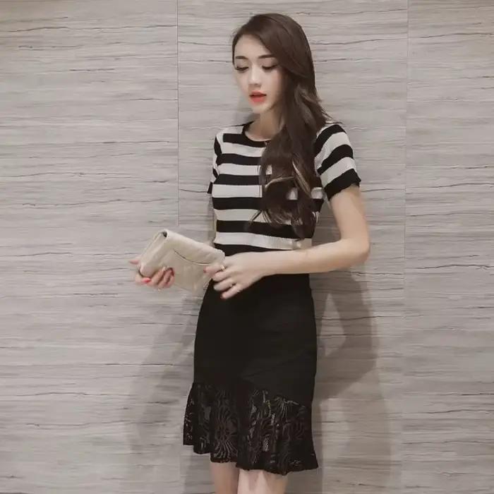 Jupe élastique taille haute pour femme