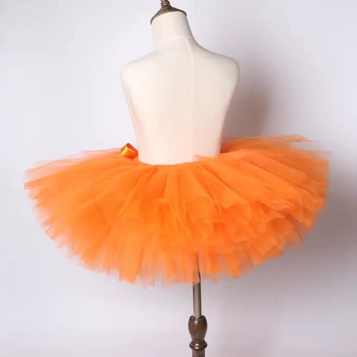 Jupe tutu en tulle orange pour filles