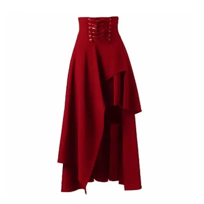Mode femmes jupes irrégulières longue Steampunk gothique vêtements Vintage soirée coton tempérament 2025 femme jupe noir