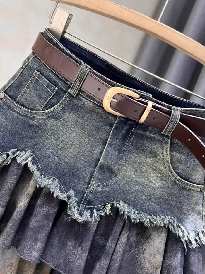 Jupe en jean épissé pour femmes