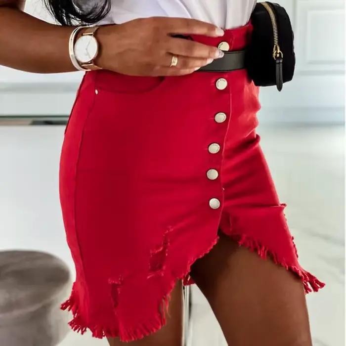 Jupe Courte à Simple Boutonnage pour Femme