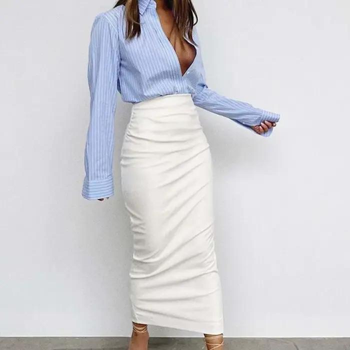 Jupe en simili cuir pour femmes