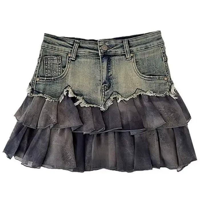Jupe en jean épissé pour femmes
