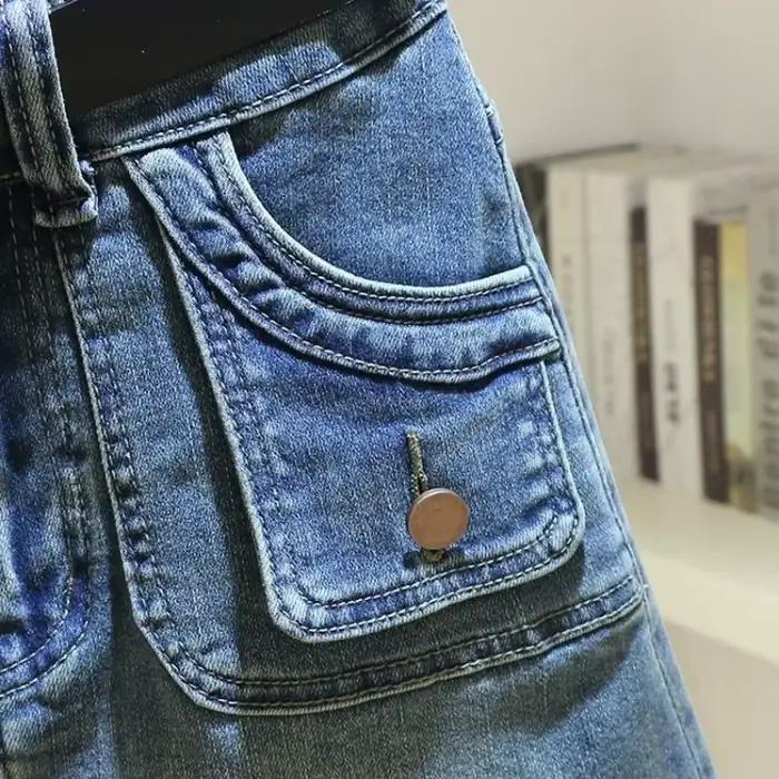 Jupe courte en jean bleu pour femme, mini jupe en jean avec poche, fermeture éclair, taille haute, sexy, rond, premium, V