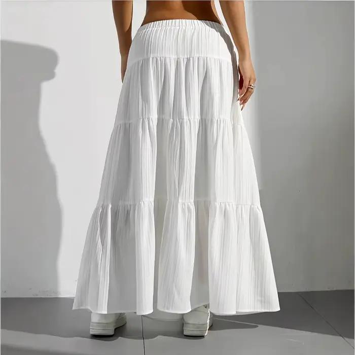 Printemps été jupe mi-longue pour femmes avec sangle épissage grande