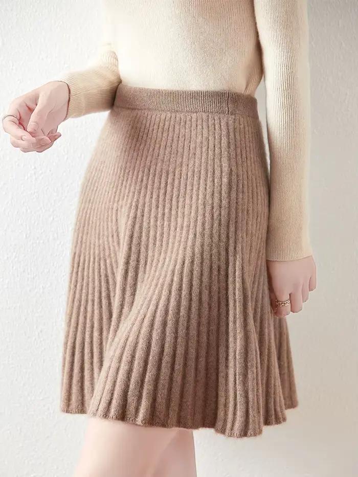 Jupe plissée en cachemire pour femme