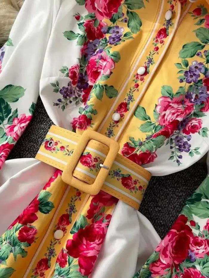 Robe maxi bohème à manches longues lanterne pour femmes