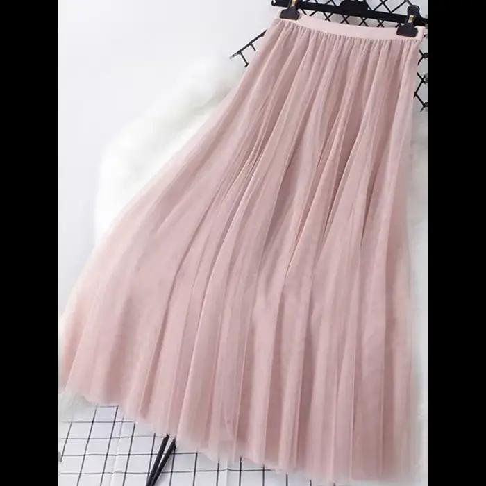 Jupe longue en mousseline de soie à grand ourlet pour femme