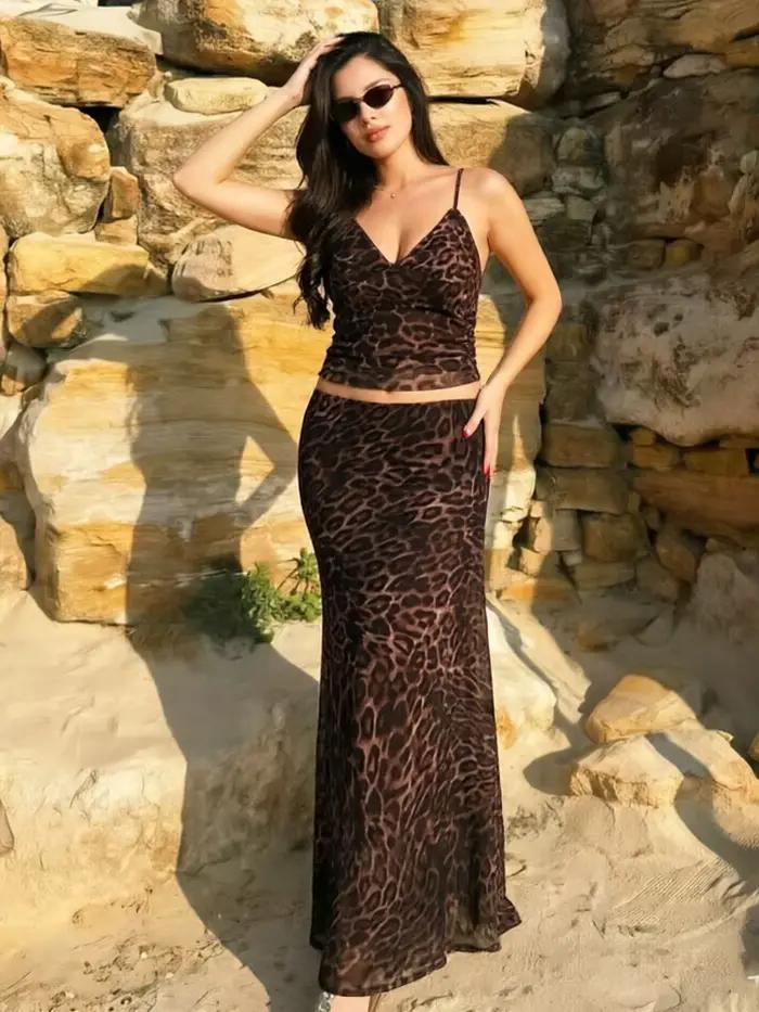 Jupes en tulle imprimées léopard pour femmes